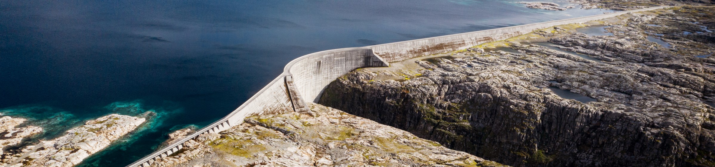 Aerial photo of dam and reservoir